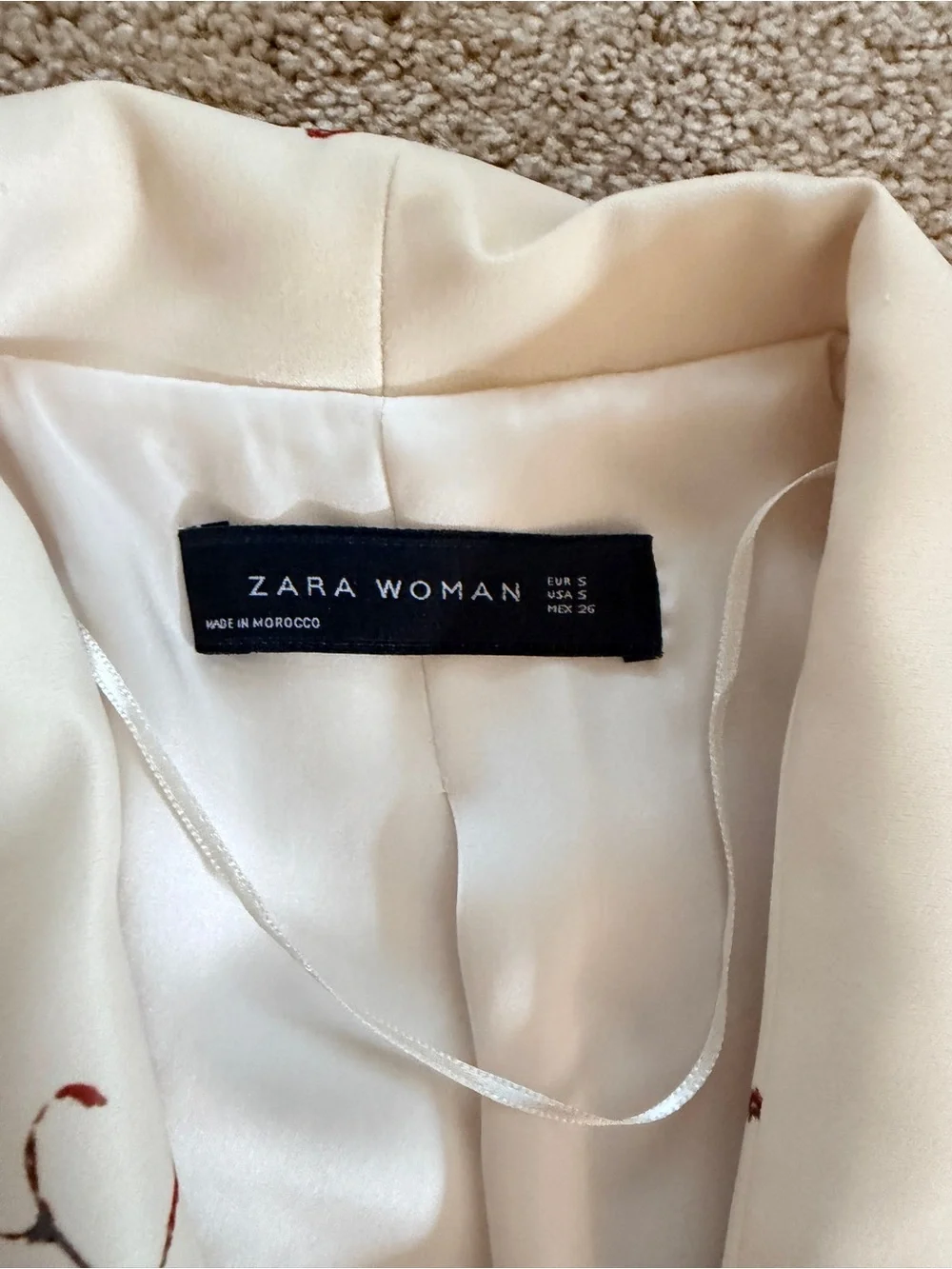 Zara Cream Multicolor Floral Wide-Leg Pants & Matching Jacket Set